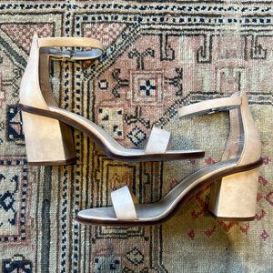 Vince Camuto Nude Block Sandal Heels